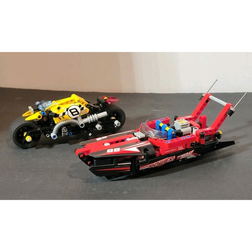 Lego‎ Technic Red Power Boat And Yellow Stunt Bike #42089 #42058